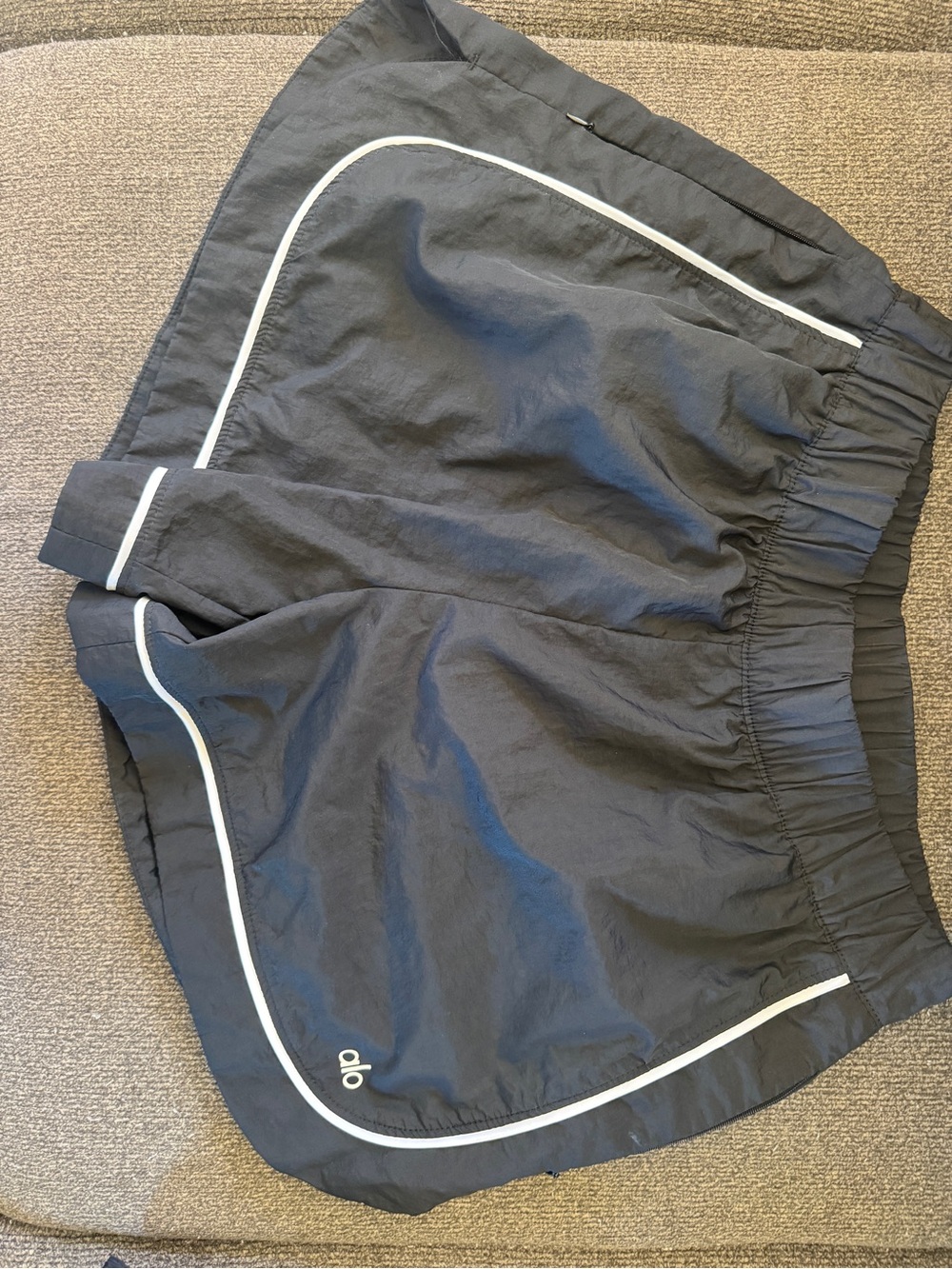 ALO Yoga Black Athletic Shorts with White Piping